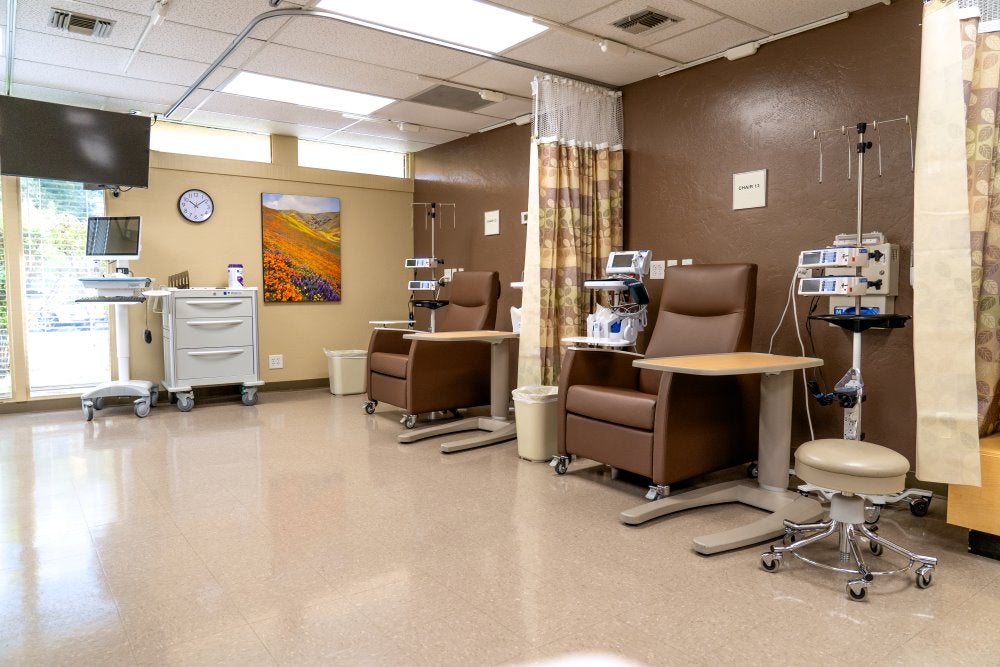 2 infusion chairs inside the facility